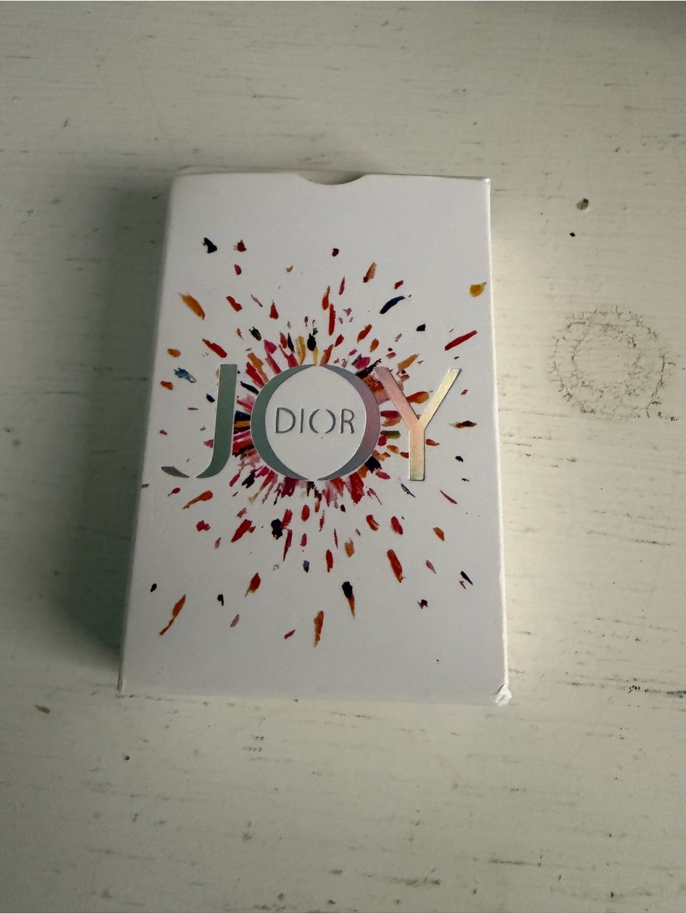 Dior Joy Decorative White Box with Multicolor Burst. Full Deck Playing Cards